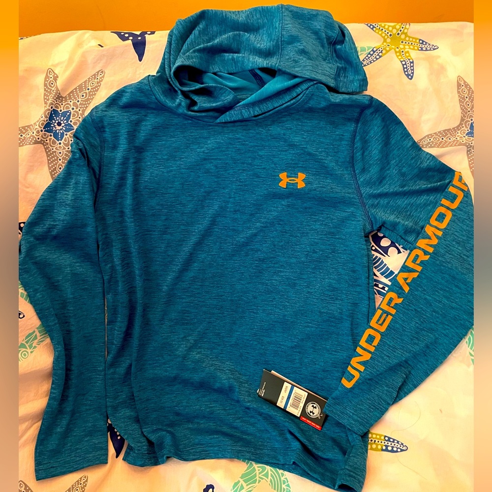 Under Armour Boys Electric Blue Boys XLarge Hooded Shirt, Never Worn with Tags